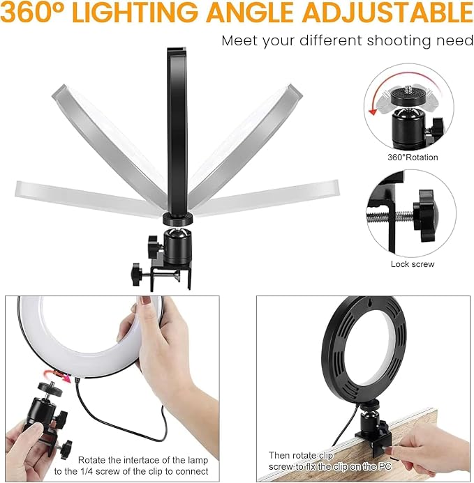 Video Conference Lighting Kit, Ring Light Clip on Laptop Monitor