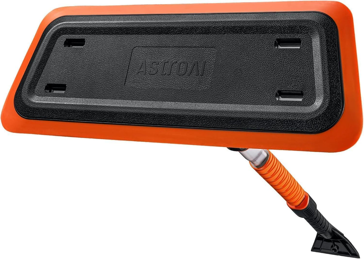 AstroAI 47.2 Inch 2-in-1 Snow Brush for Car Snow Broom and Detachable Ice Scraper with Non-Abrasive Silicone Head for Cars, Trucks, SUVs（Orange-Black）
