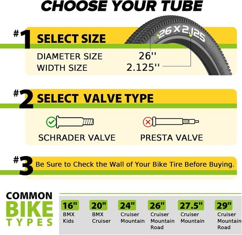 Bike Tube 2/4 Pack by [Brand Name] - 20/26x2.125 Inner Tubes with 35mm AV Schrader Valve & Tire Levers