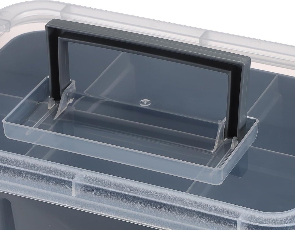 JUXYES 3-Tiers Plastic Stack Carry Storage Containers Box wih Handle Lids | 2 Pack Clear Stackable Craft Storage Bin for School &amp; Office Supplies, Organizing Stationery, Sewing, Art Craft, DIY Supplies