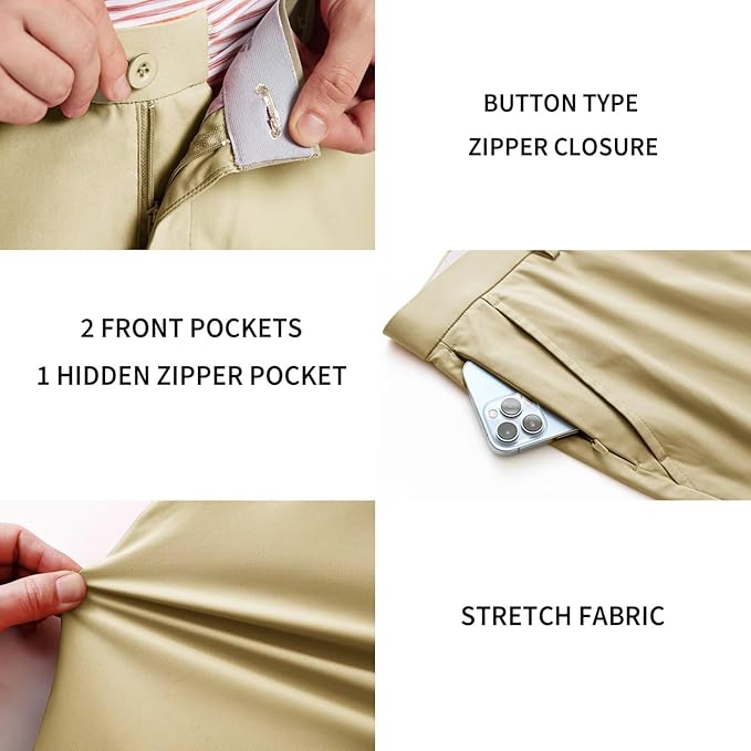 M MAELREG Golf Pants Men Quick Dry - 30"/32"/34" Stretch Lightweight 5 Pockets Water-Resistant Casual Mens Dress Pants