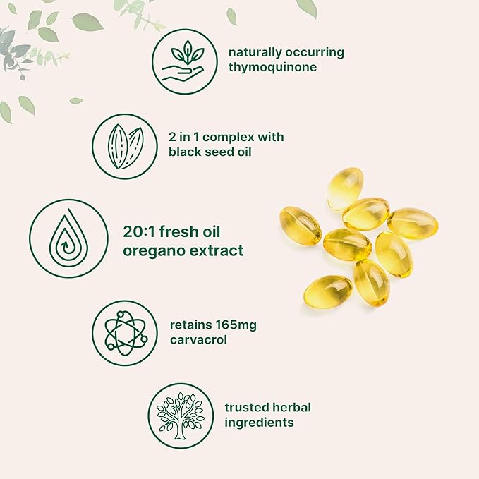 Micro Ingredients Oil of Oregano Softgels 300 Count & Moringa Oleifera 6,000mg Equivalent 300 Capsules Bundle 2 Pack | Carvacrol & Thymoquinone | Antioxidant Supplement