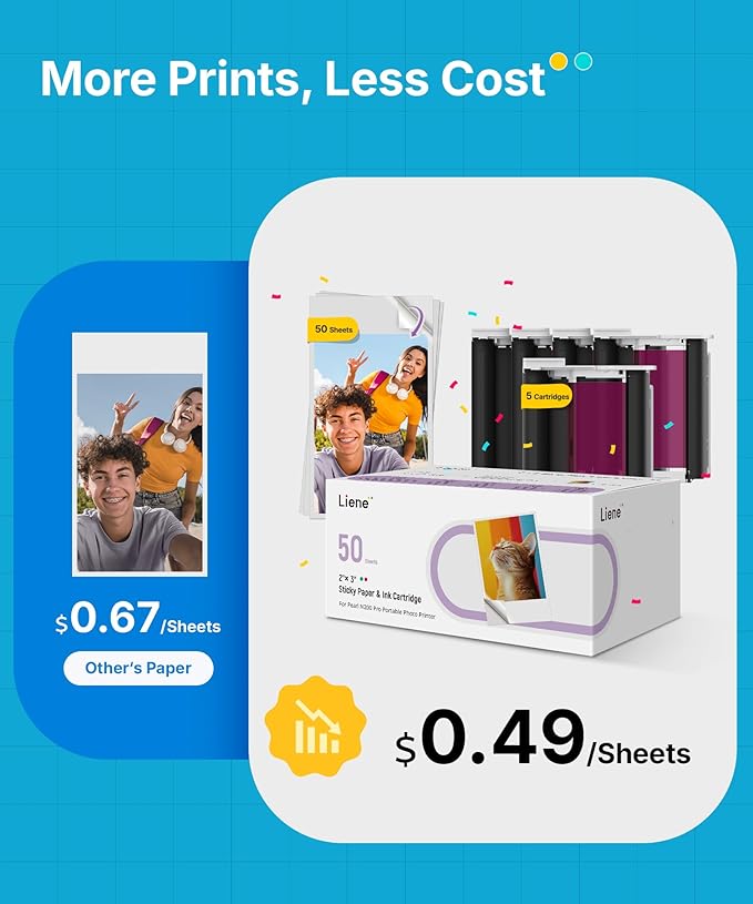 Liene Pearl N200 Pro Portable AI Photo Printer, Instant Mini Picture Printer