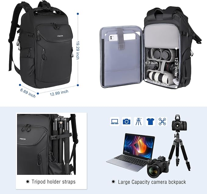 MOSISO Waterproof Camera Backpack, DSLR/SLR/Mirrorless Large Camera Bag