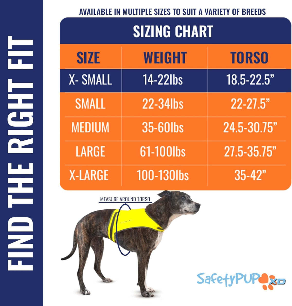 SafetyPUP | XD Lite Dog Vest - Reflective Hi-Visibility Coverage to Mid Back in Fluorescent Yellow