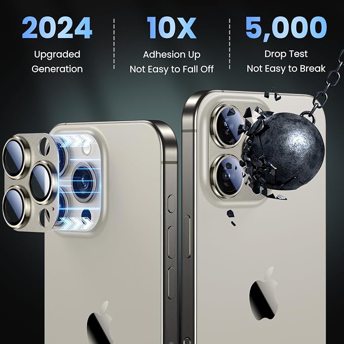 Uyiton Compatible with iPhone 16 Pro/iPhone 16 Pro Max Camera Lens Protector