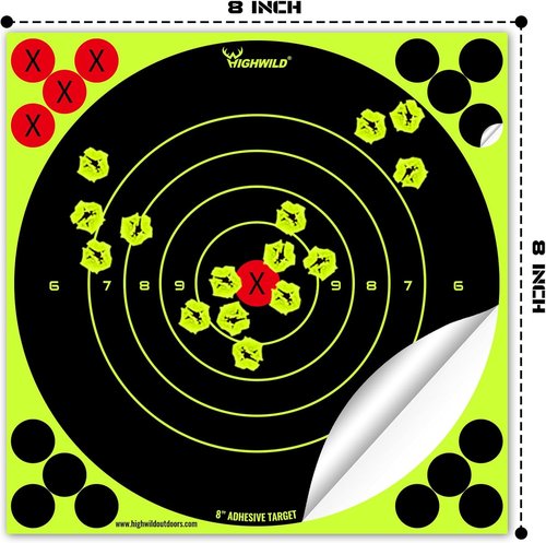Highwild Fluorescent Yellow Splatter Shooting Target Stickers - 8X8 Inch for Handguns, Rifles & More