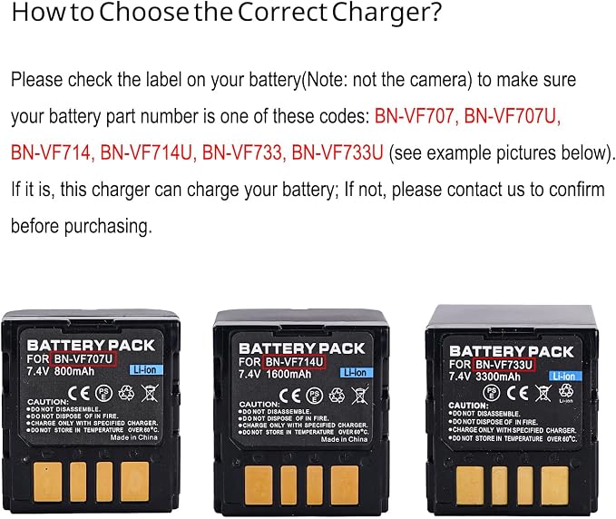 BN-VF707 Battery Charger for JVC BN-VF707U