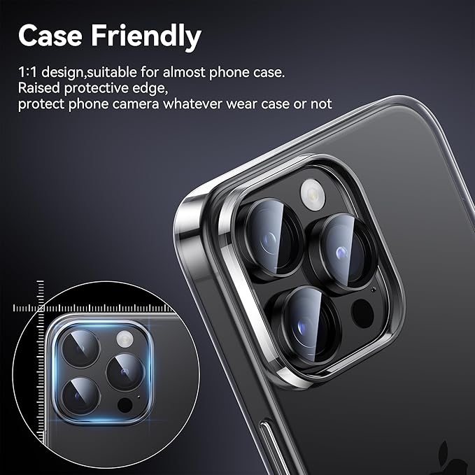 WSKEN for iPhone 15 Pro/iPhone 15 Pro Max Camera Lens Protector, Shatterproof