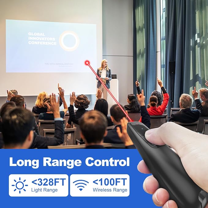 Presentation Clicker with Case Storage: Wireless Presenter Remote: Red Laser