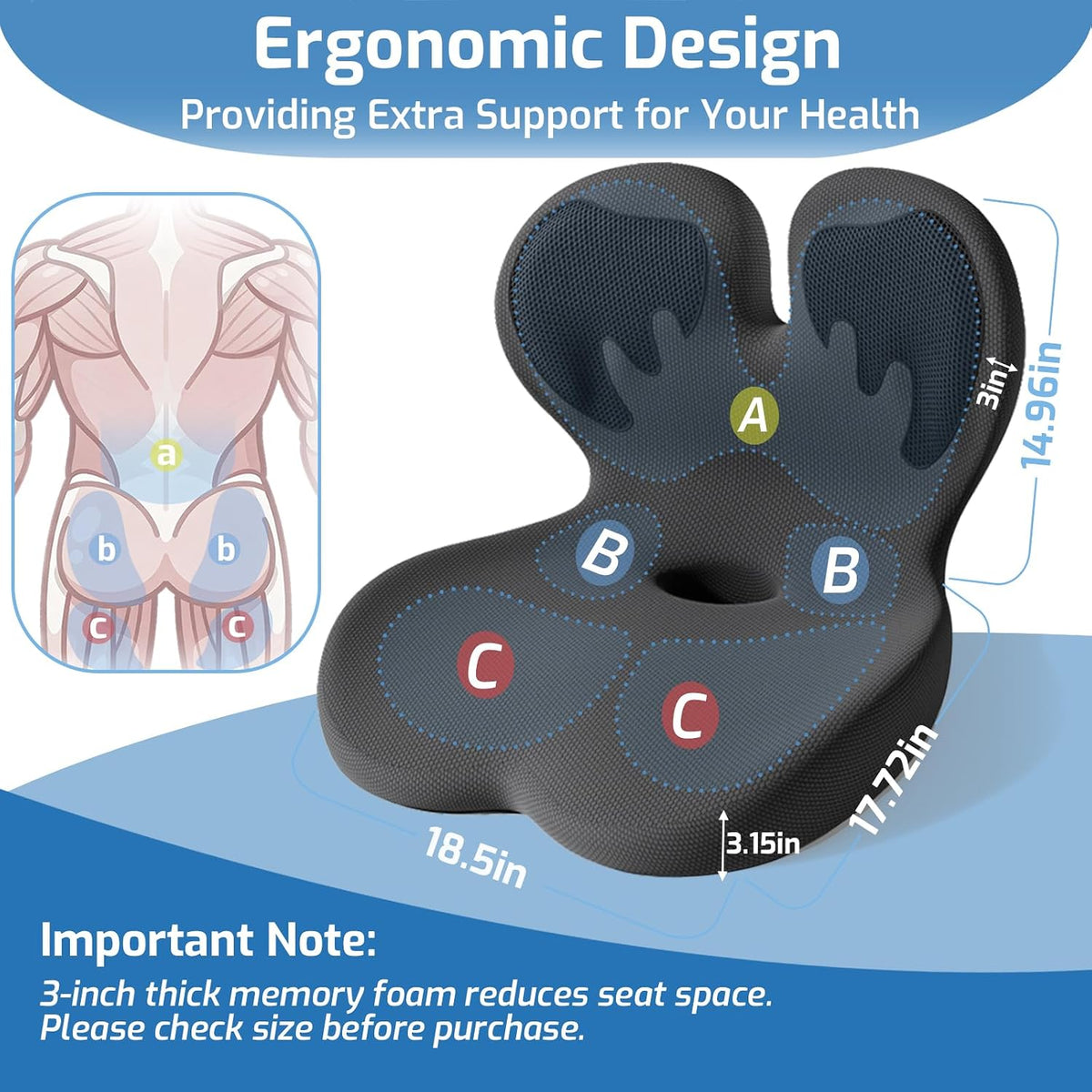 Seat Cushion with Lumbar Support Pillow,Ergonomic Chiar Cushion
