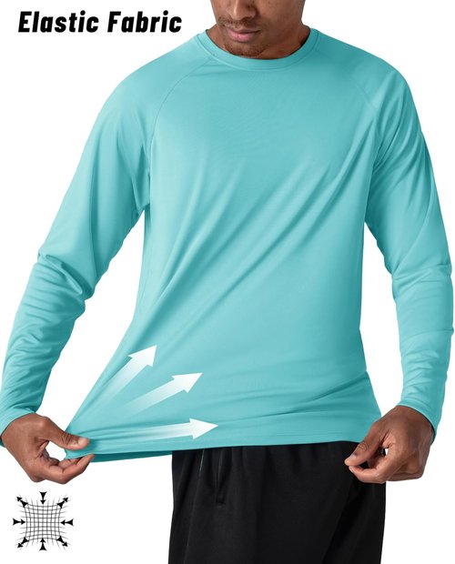 KEFITEVD Men's Long Sleeve UV Protection Shirt - Quick Dry Rash Guard for Fishing & Athletics