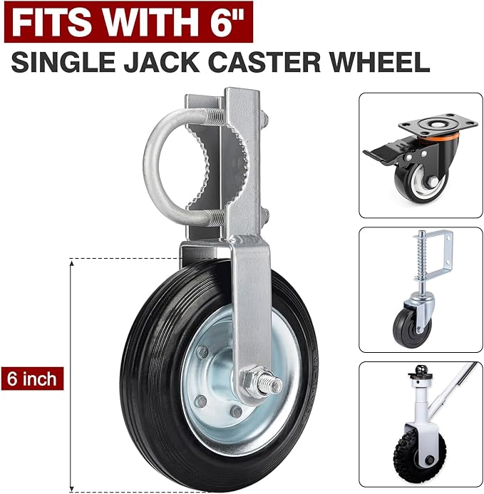 Jack Wheel Chock, Heavy Duty Reinforced Rubber Jack Caster Wheel Dock for Caravans and Trailers, Wheel Chock Stabilizer Wheel Stopper for 6 Inch Jockey Wheels