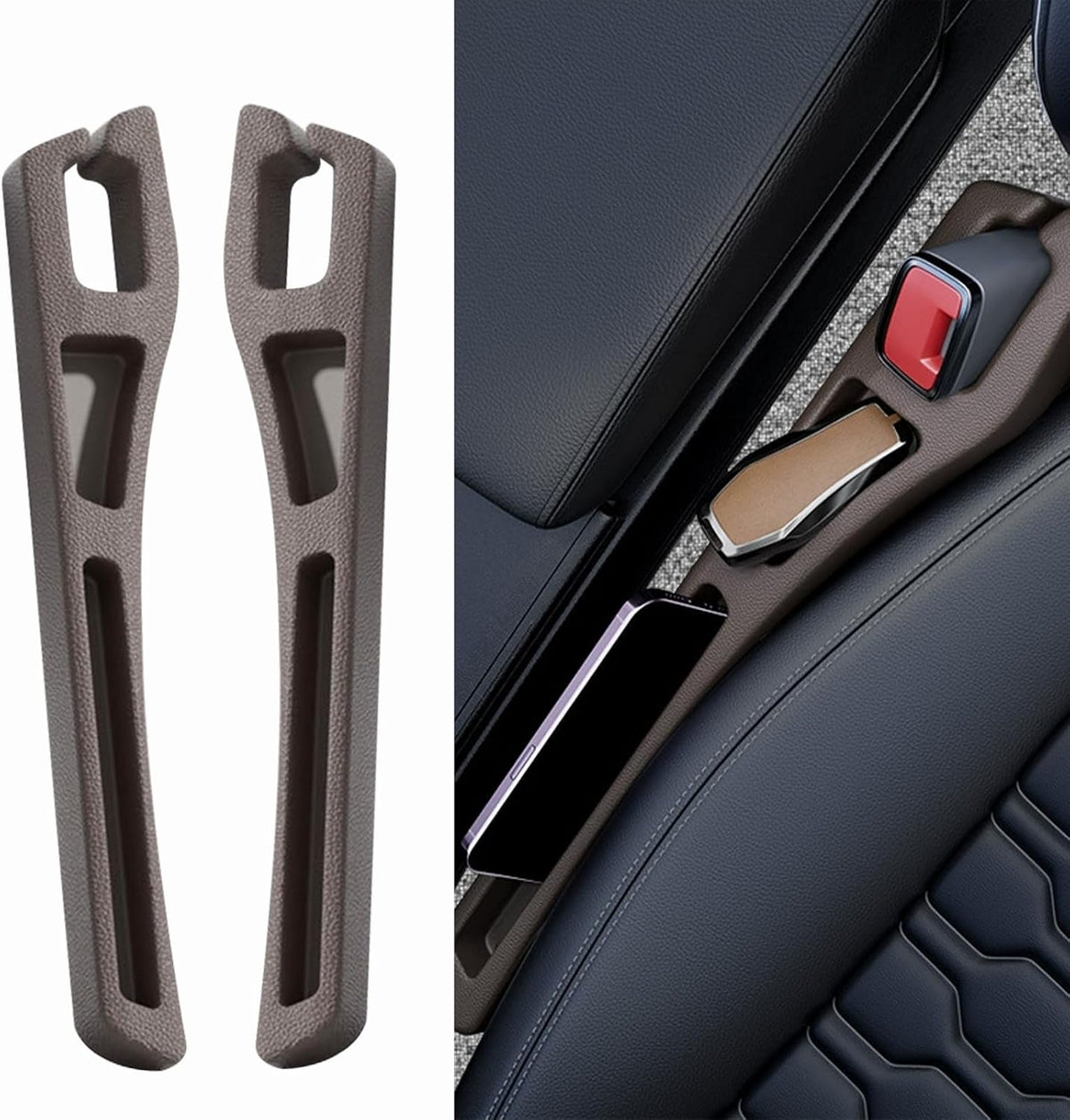 2PCS Car Seat Gap Filler Organizer,Multifunctional Car Gap Filler Organizer Storages Function,Universal Console Catcher Between Seats Cars Interior Accessories (Red)