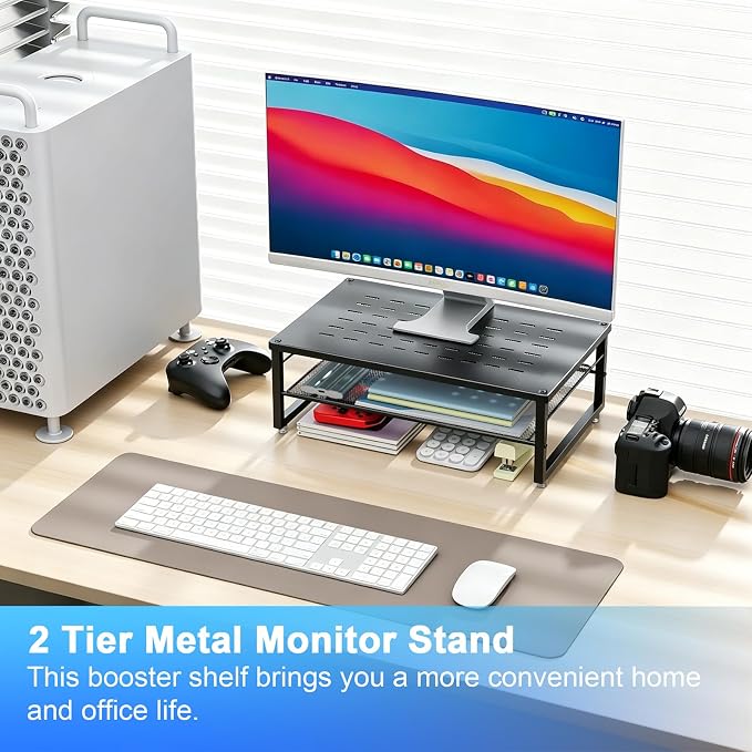 gianotter Desk Organizers and Accessories, 2-Tier Metal Monitor Stand Riser