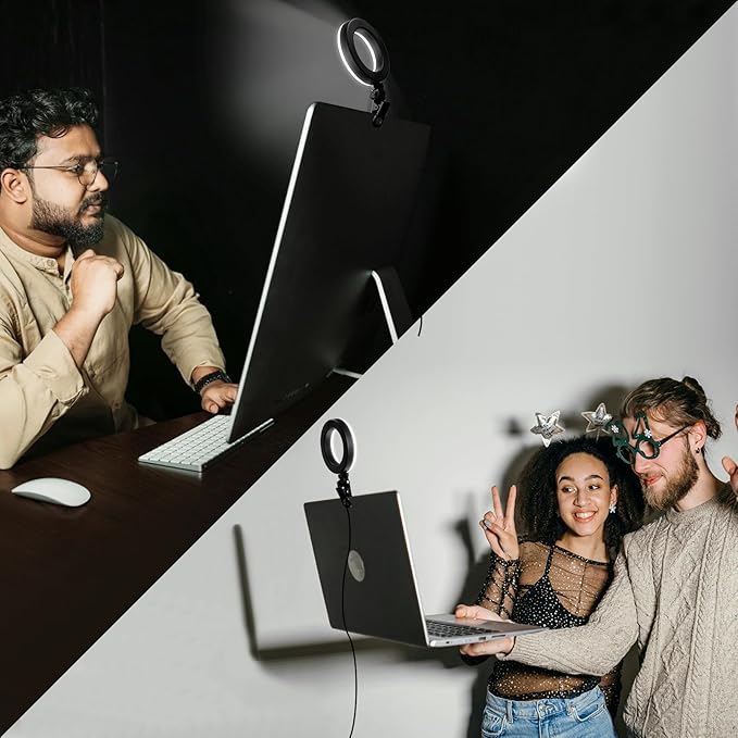 Ring Light Clip on Laptop Monitor, Webcam Light 10 Brightness Level Video