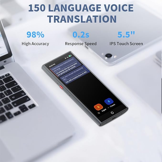 AI Language Translator Device, 2026 Upgraded No WiFi Needed, 150 Languages