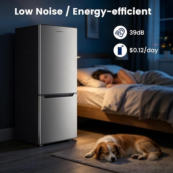 Apartment 7.1 Cu.Ft Refrigerator with Bottom Freezer Silver | Office Fridge with Bottom Freezer, Large Capacity, Energy Saving, Adjustable Thermostat, Low Noise