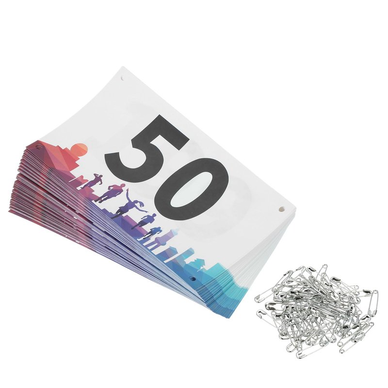 PATIKIL Tearproof Running Bib Numbers 7x4 Inch, 1-50 Waterproof Race Competitor Numbers with Safety Pin for Marathon Sports Game Competition Runner, Multicolor