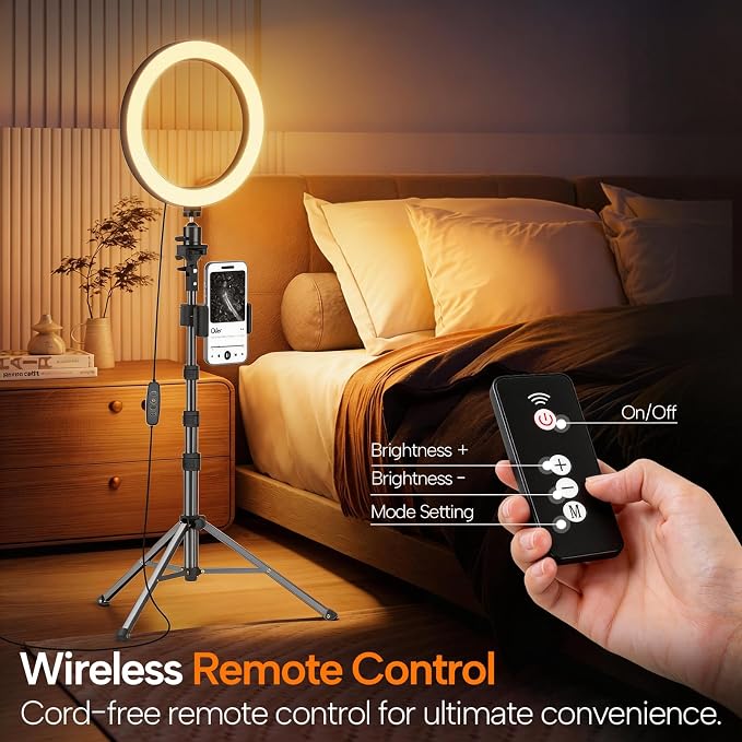 EMART 10" Ring Light with 55" Extendable Tripod Stands and Phone Holder