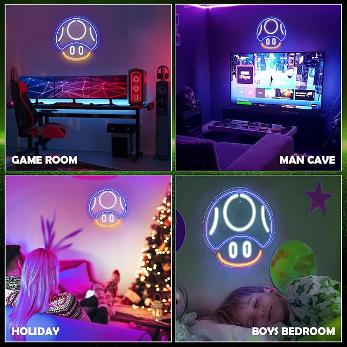 Kavaas Gaming Neon Sign, Mushroom Neon Sign