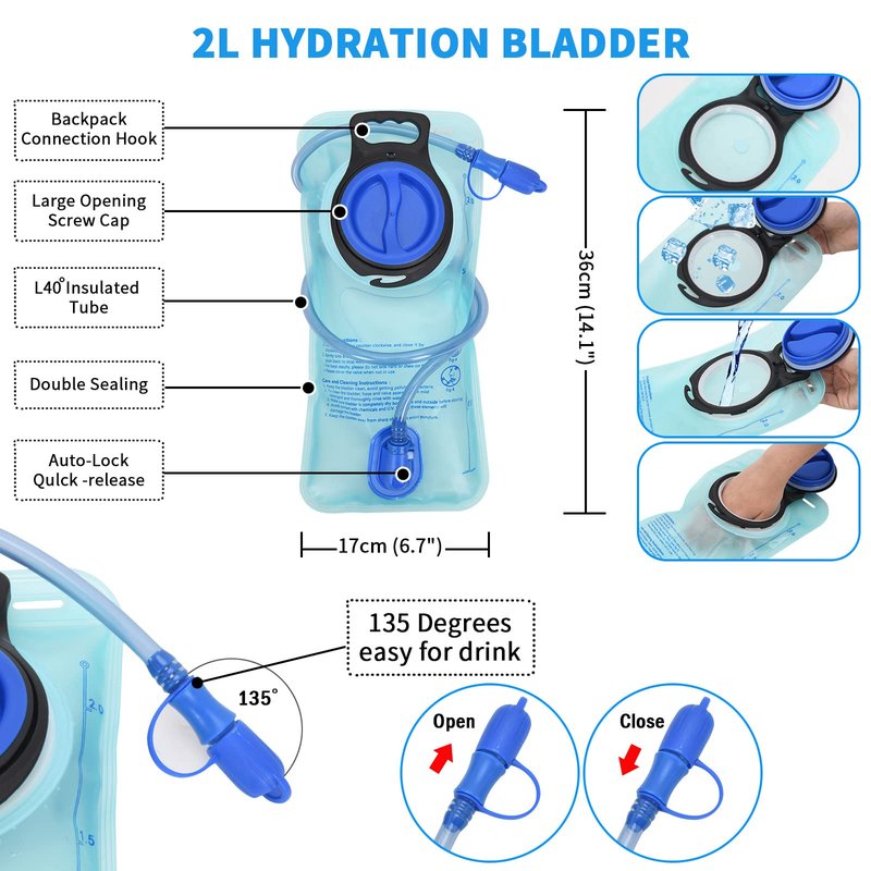 Roptat Hydration Backpack Pack with 2L Hydration Bladder - Lightweight Water Backpack Water Pouch for Women Men Running Riding Biking Music Festival