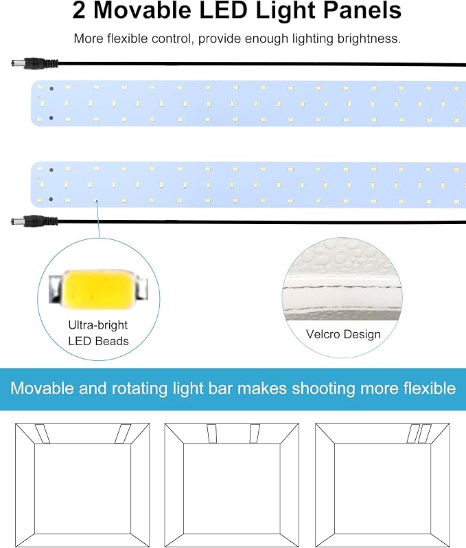 PULUZ 24x24 Inch Photo Studio Light Box, Dimmable 136 LED Beads CRI≥95 Foldable