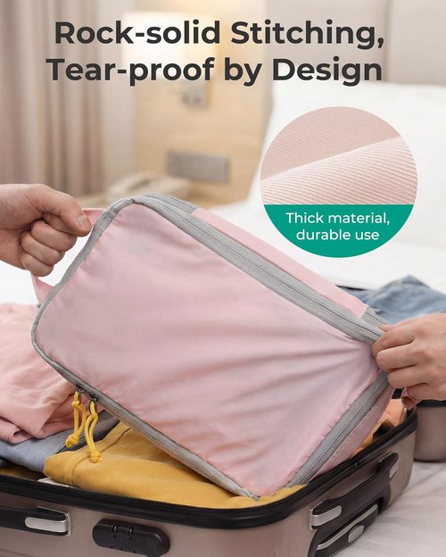 BAGSMART Compression Packing Cubes - Lightweight Travel Organizer Bags | Set of 6 for Space Saving Essentials