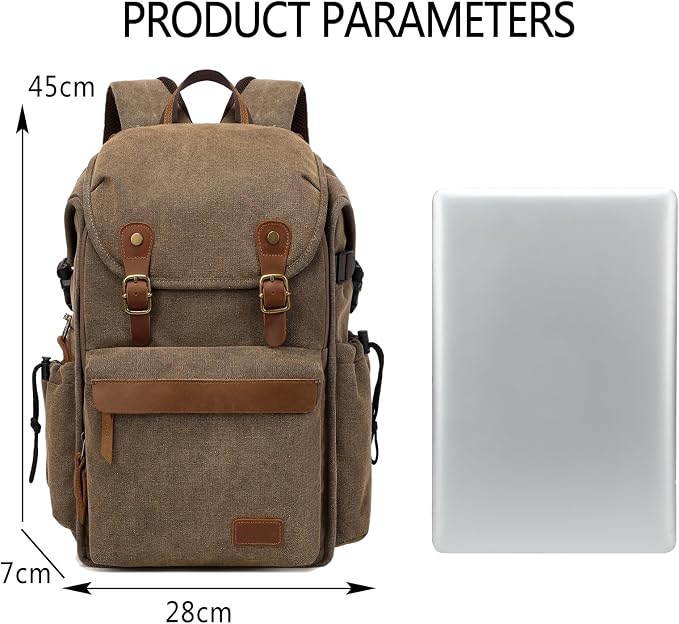 Vintage Canvas Camera Backpack for DSLR/Mirrorless & Drone, Waterproof