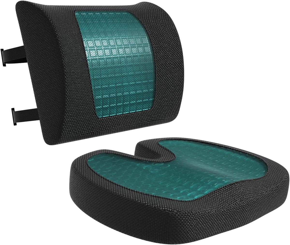 Amazon Basics Rectangular Memory Foam Back Support Cushion for Office Chairs, Non-Slip Base for Long Sitting, Black