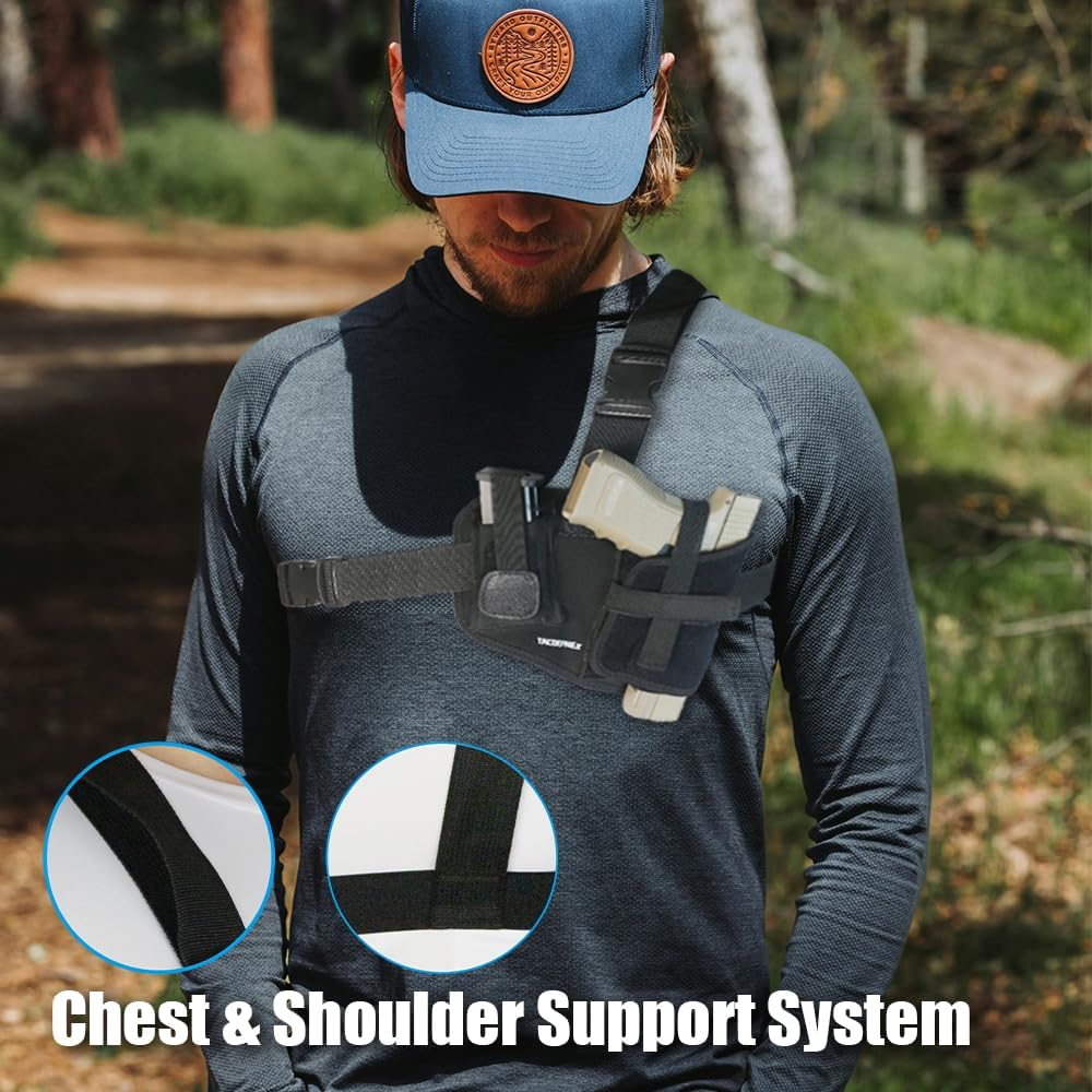 Universal Shoulder Holster by [Brand Name] - Right-Hand Chest Holster for Glock 19, 1911, Sig P365 | Ideal for Hiking & Outdoor Activities