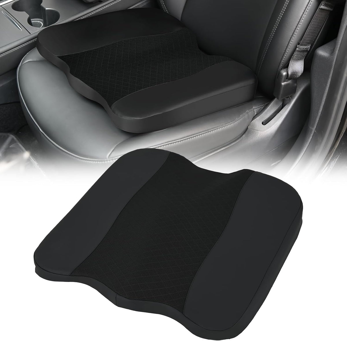 Nilight Car Seat Cushion 1PC Black Leather Mesh Memory Foam Universal