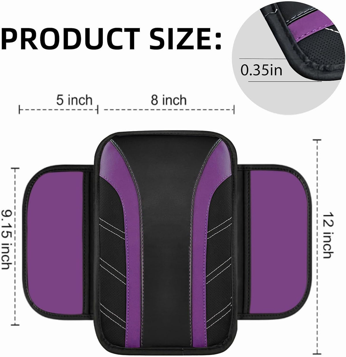 NBTEPEM 6 Pcs Purple Steering Wheel Cover Set, Sport Microfiber Leather Steering Wheel Cover 14.5-15inch Universal, Car Center Console Cover, Seat Belt Cushion, Cup Coasters, Purple Car Accessories