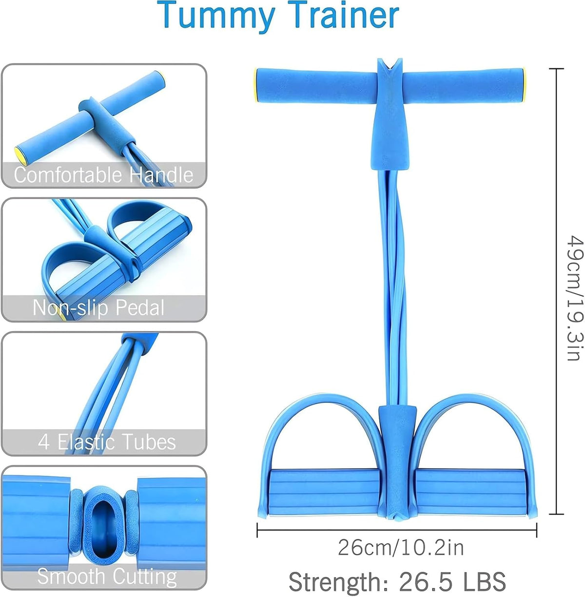 Skiennix Fitness Resistance Bands - 4 Tube Pedal Ankle Puller for Effective Leg Stretching | 2023 Workout Equipment