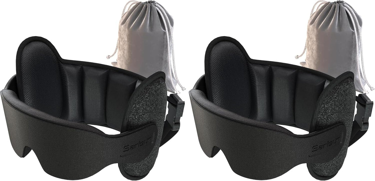 SARISUN Upgraded Travel Pillow, Airplane Head Strap for All Heights, 360° Head Support, Airplane Pillow with 3D Sleep Mask, Light Blocking, Long Flights Essentials Headrest, Stop Bobblehead, Red