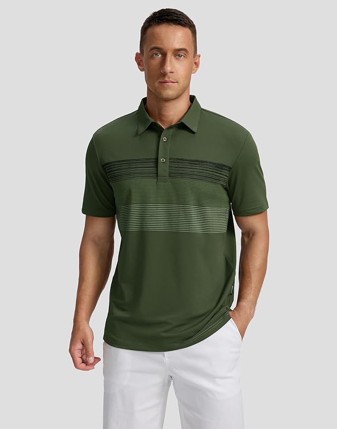 Men's Golf Shirts Dry Fit Moisture Wicking Performance Short Sleeve Collared Polo Shirts for Casual Athletic Business
