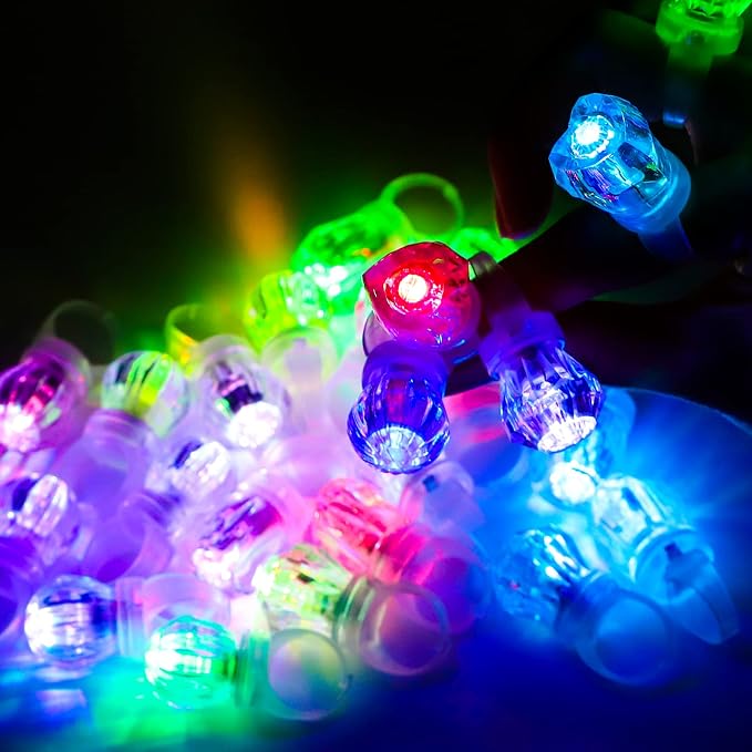 LED Light up Rings, Colorful Led Bumpy Plastic Diamond Rings Toys