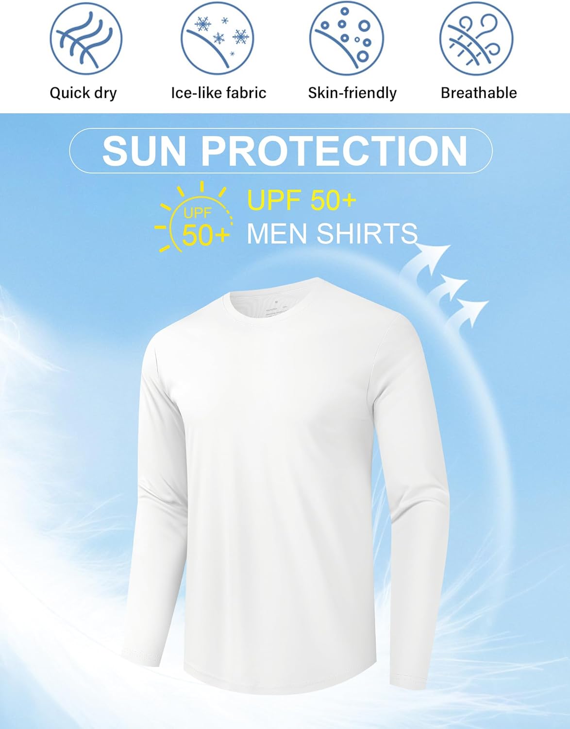 Skiennix Men's Quick Dry Long Sleeve Shirts - UPF 50+ UV Protection | Moisture-Wicking T-Shirt for Casual Workouts