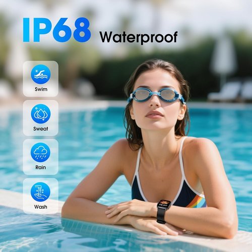 DAVIKO Pedometer Watch - Waterproof Fitness Tracker with Step Counter & Sleep Monitor for Seniors