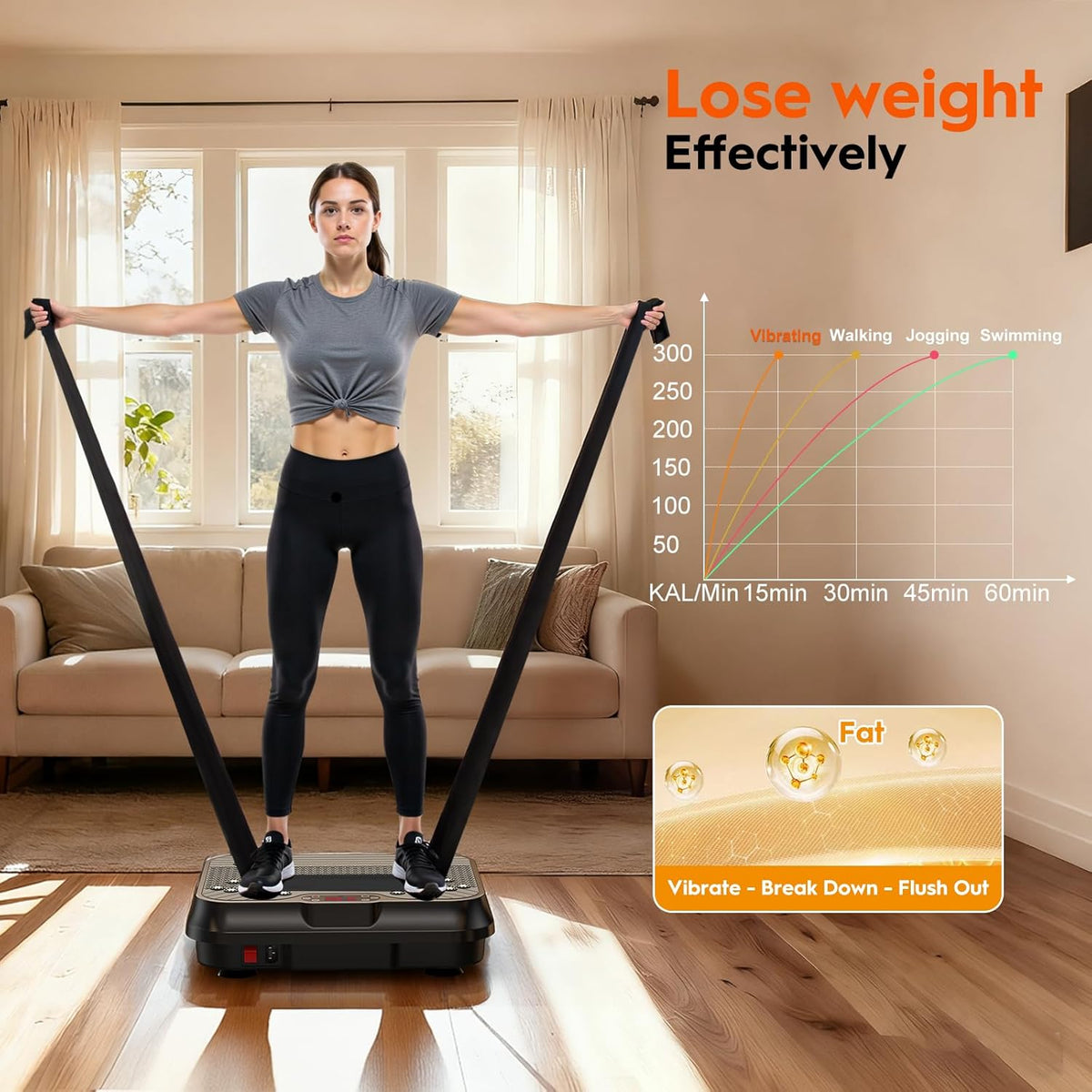Skiennix Vibration Plate Exercise Machine - 400 Lbs Capacity, 250 Speed Levels for Whole Body Fat Burning