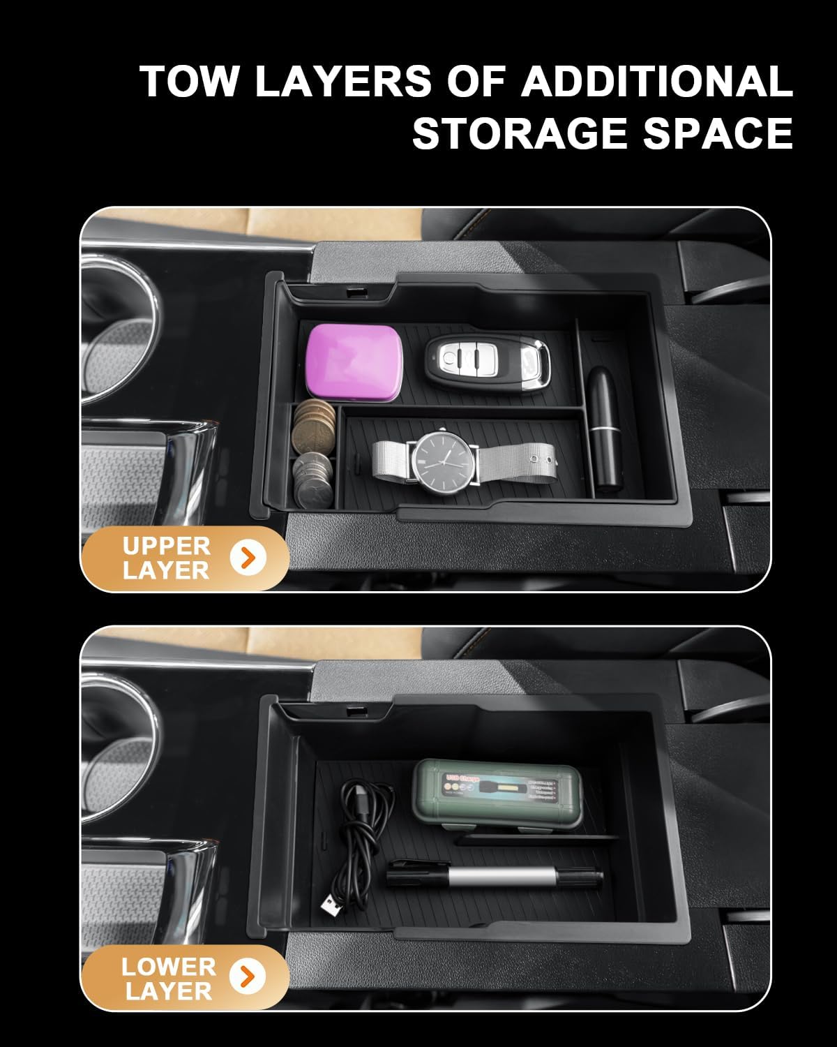 Double-Layer Center Console Organizer For 2025-2026 2027 Chevy Equinox