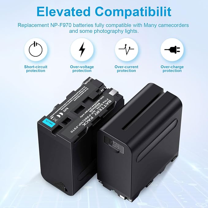 4&6 Pack NP-F970 Batteries 8900mAh and 4/6-Channel Charger Compatible