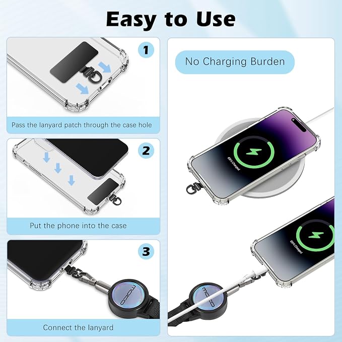 MoKo Anti-theft Phone Tether, Phone Lanyard & Keychain Retractable Steel Line
