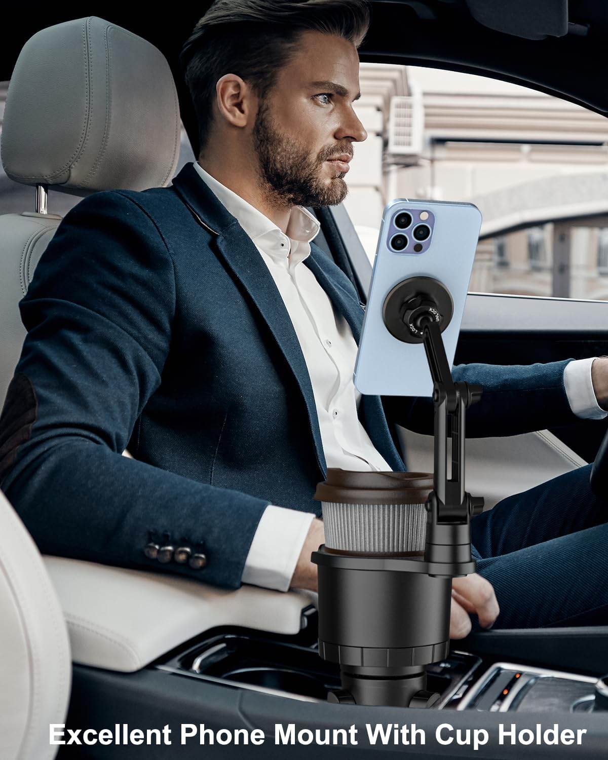 for Magsafe Car Mount Cup Holder - [Bottle Friendly] 2-Pack Magnetic Phone Holder for Car Cup Vent with Height Adjustable Arm, for iPhone Air 17 Pro Max 16 15 14 13 12 11, S25, 4.7 to 7" Smartphones