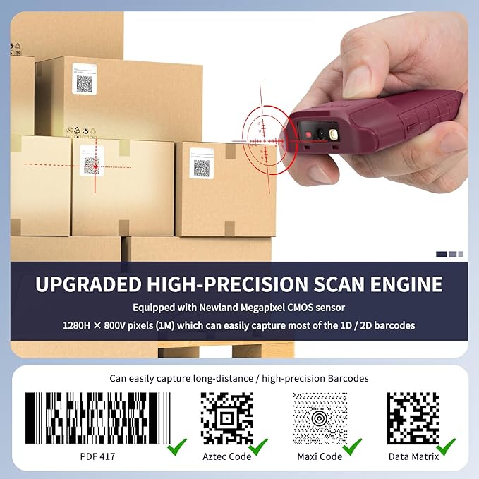 NETUM Bluetooth 2D Barcode Scanner, 3-in-1 Small Portable QR Bar Code Reader
