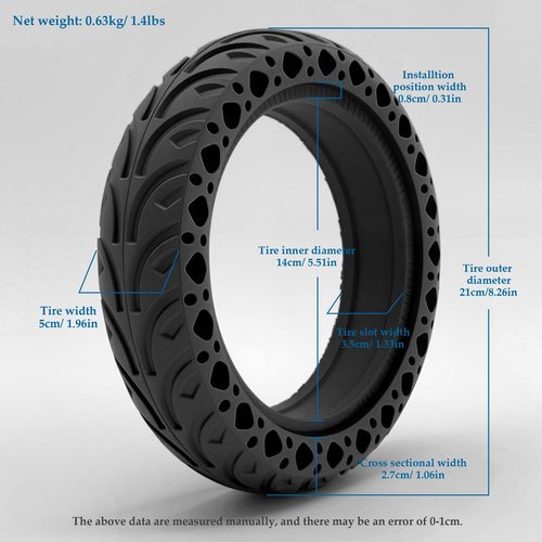 Felixstory 8.5x2.0 Inch Solid Tire, Replacement 50/75-6.1 8 1/2x2 Scooter Tire, Fit for iScooter S9pro VOLPAM SP03 Scooter, Tubeless, Explosion-proof, Shock Absorption, for Rim with 165mm diamater