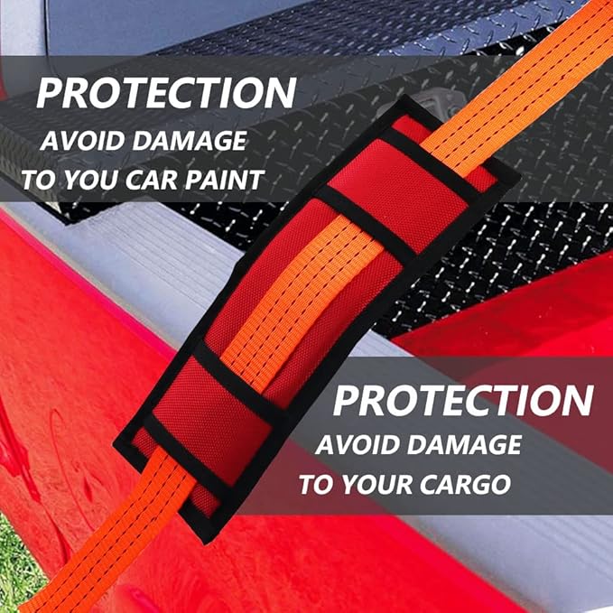 Ratchet Strap Protector Sleeve Universal Tie Down Strap Ratchet Protector for Boat, Trailers, Jetski, Waverunner Red 4 x 12 Inches–Pack of 2