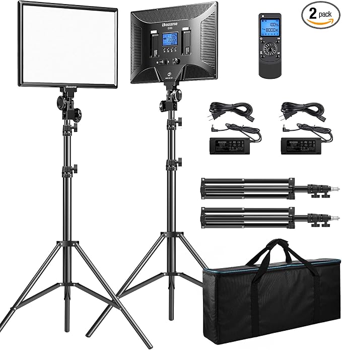 D50 LED Video Light Panel Lights 15.4", 2 Packs 45W 3000K-8000K Bi-Color