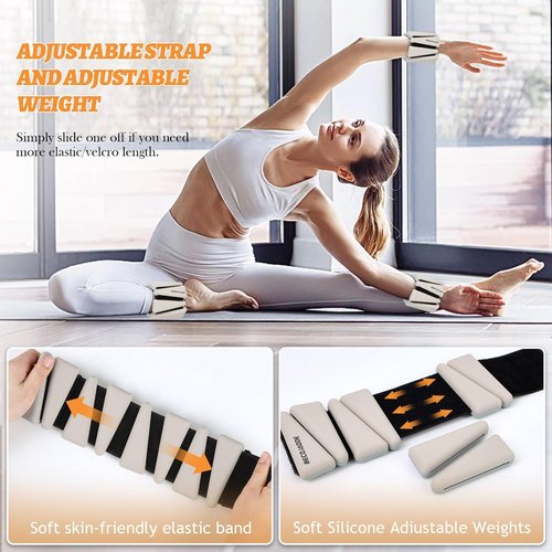 BECOJADDE Ankle Weights - Adjustable 1 lb/2 lb/3 lb Set for Pilates, Running, Yoga | Perfect for Arm & Leg Workouts