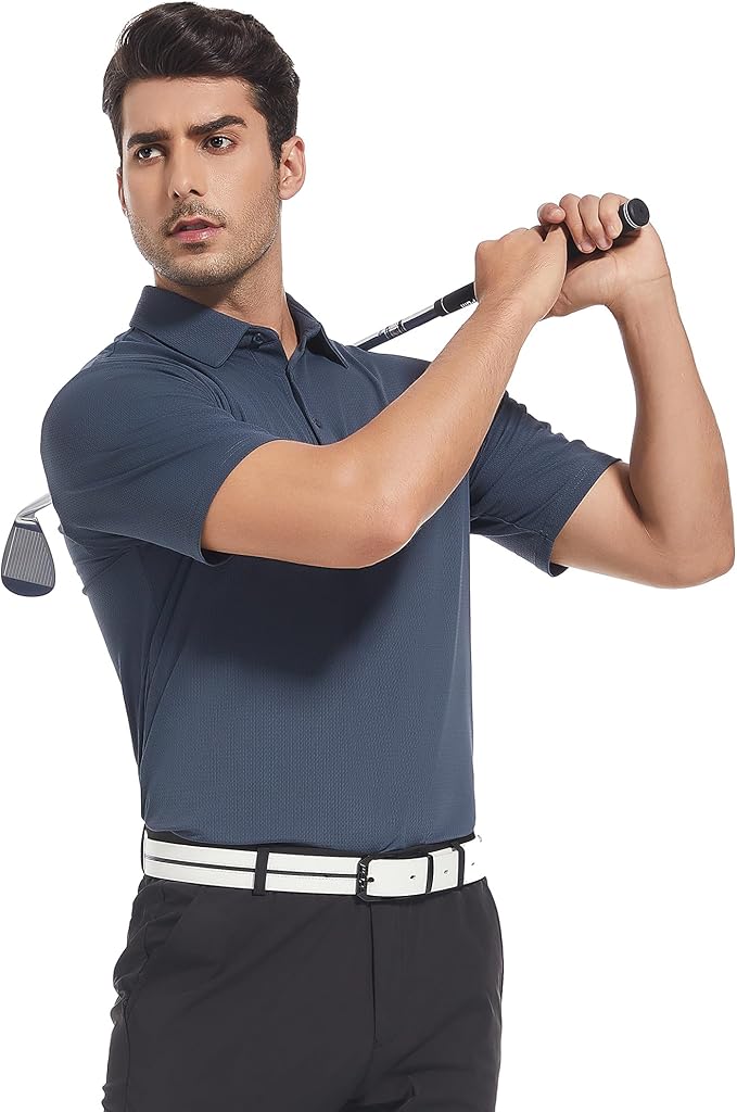 Alex Vando Mens Golf Shirt Moisture Wicking Quick-Dry Short Sleeve Casual Polo Shirts for Men
